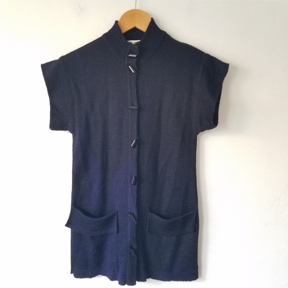 YSL Paris RARE Vintage Toggle-button Cardigan in Navy